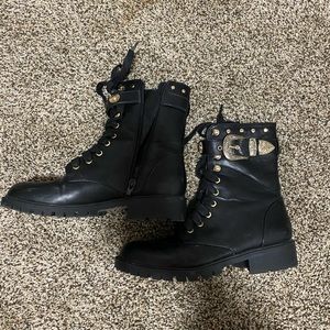 Black combat boots